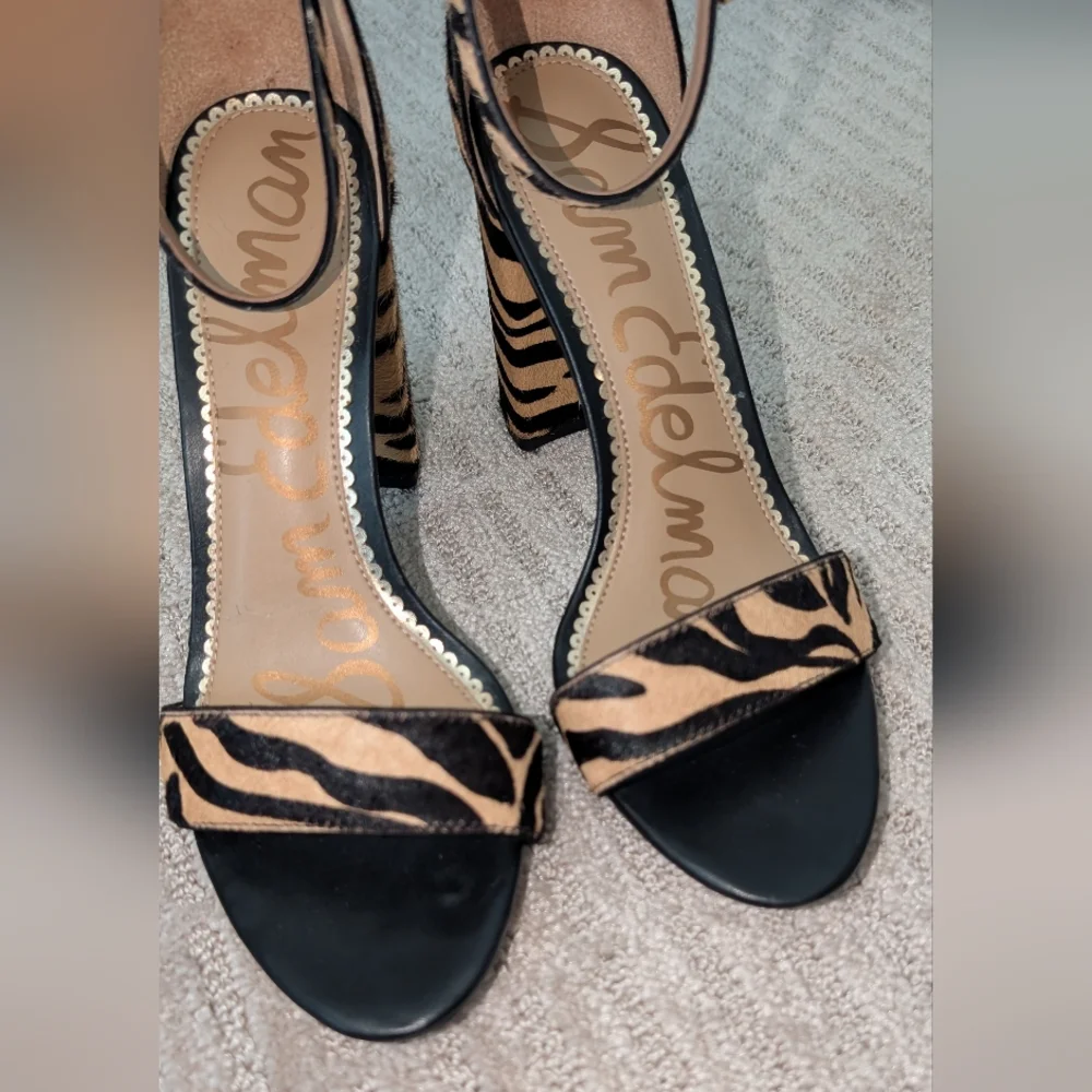 Sam Edelman Zebra-Print Ankle Strap Block Heel Sandal 7.5 - Picture 5 of 8